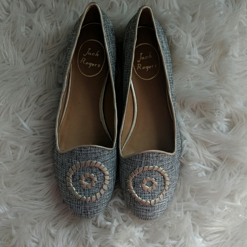 🎉Stunning Silver and Gold Jack Rogers Flats